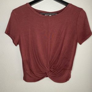 MAUVE SHORT SLEEVE CROP TOP